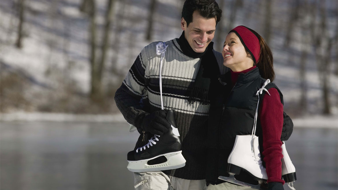 Couple with ice skates