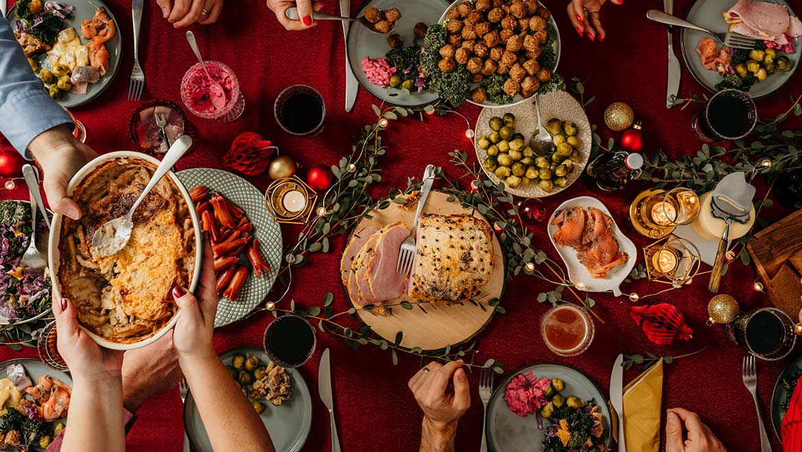 holiday dinner spread