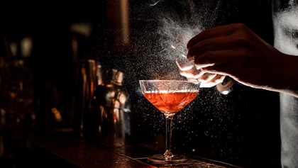 Bartender making a martini