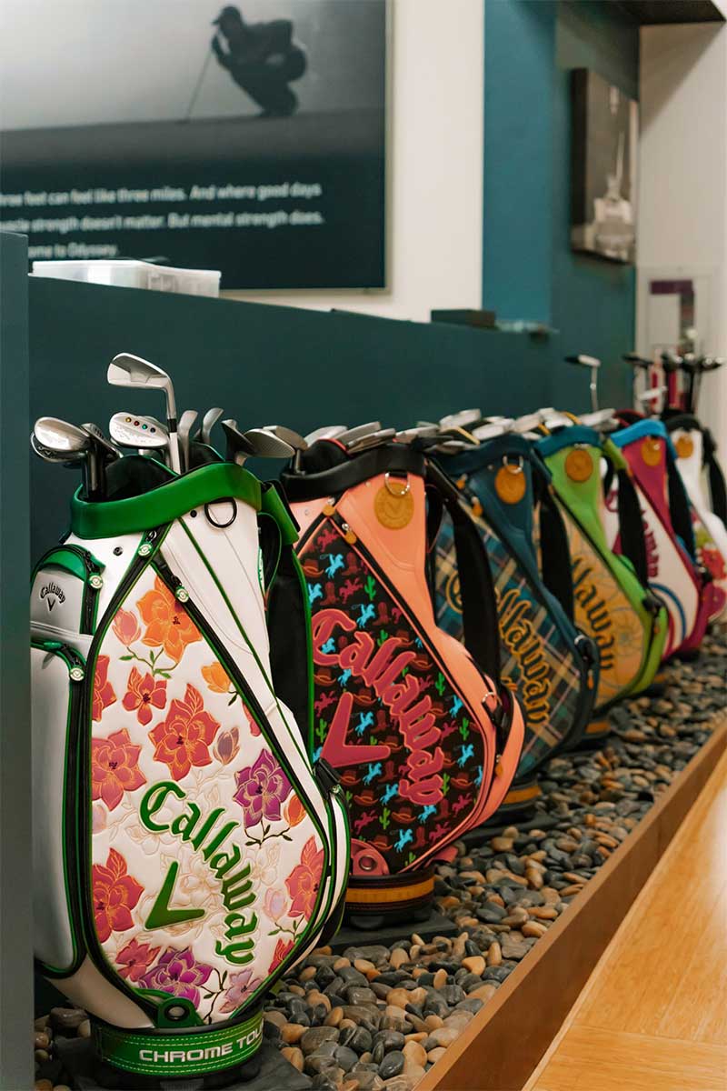 Decorated Callaway golf bags