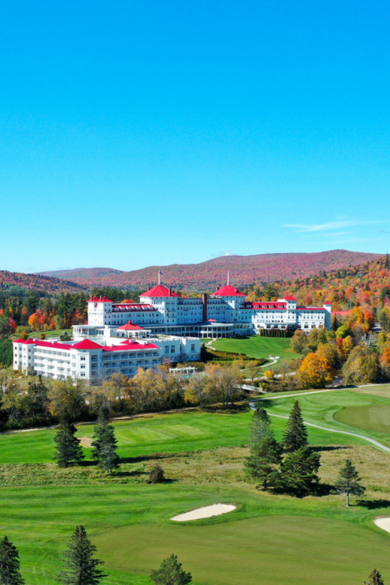 Golf course with Omni mount washington resort in the background