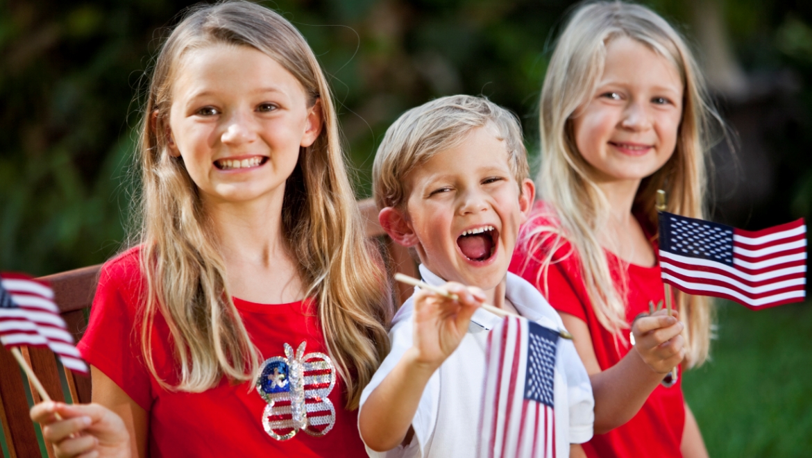 Children with Flags