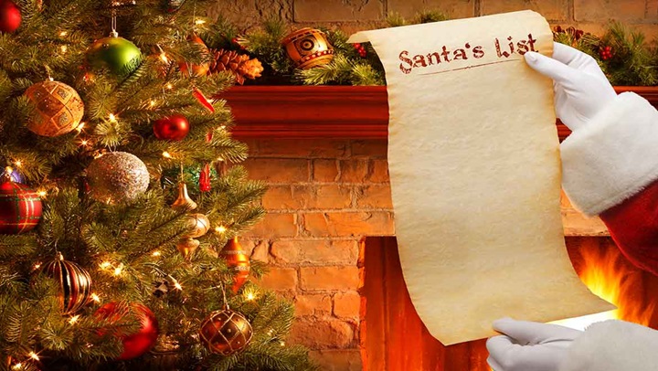 Santa holding his list.