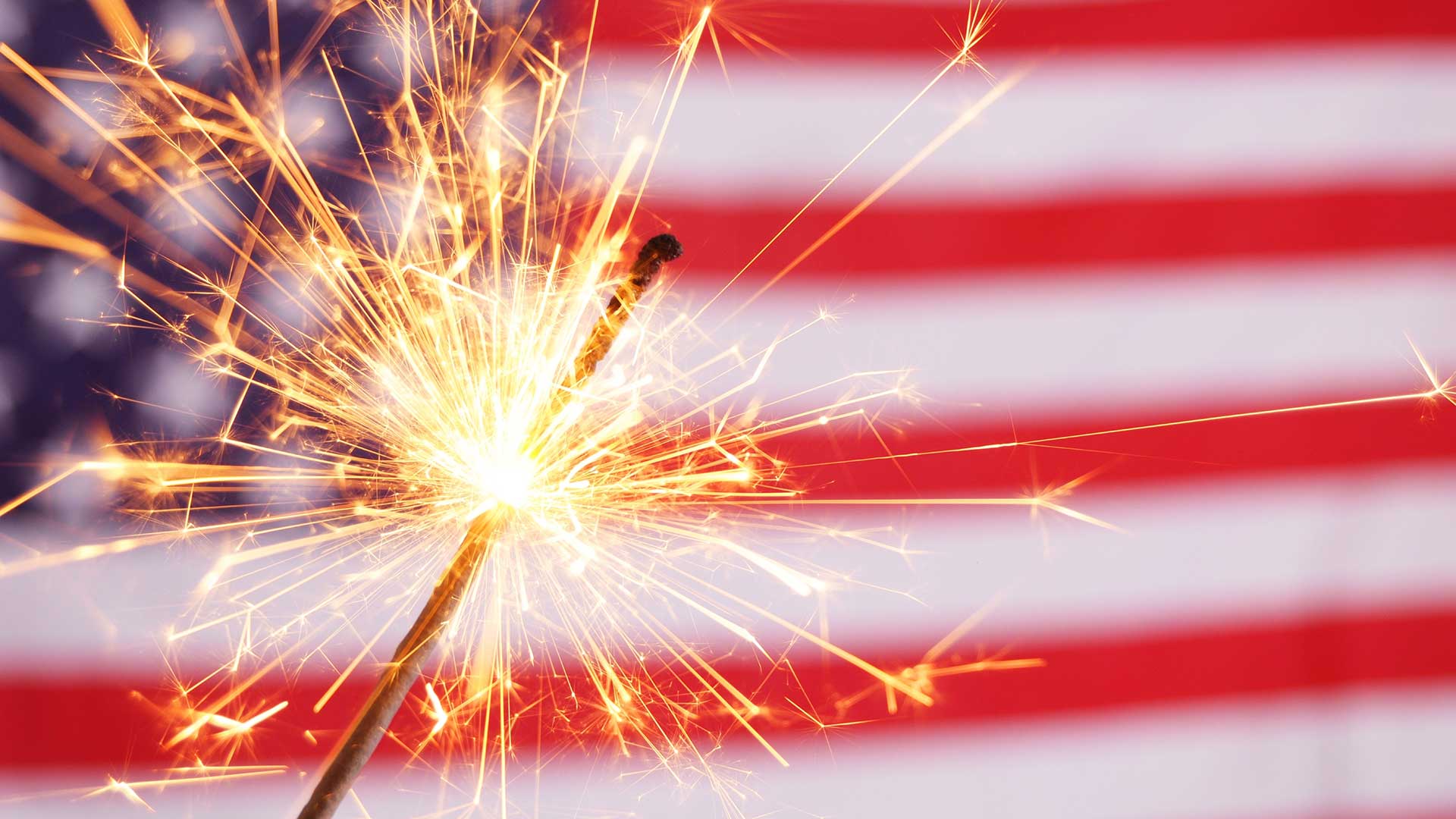 American flag and fireworks