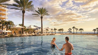   couple in adult pool