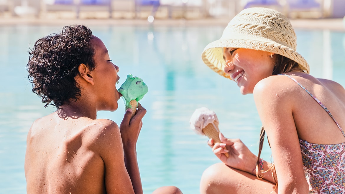 Kids Ice Cream by the pool