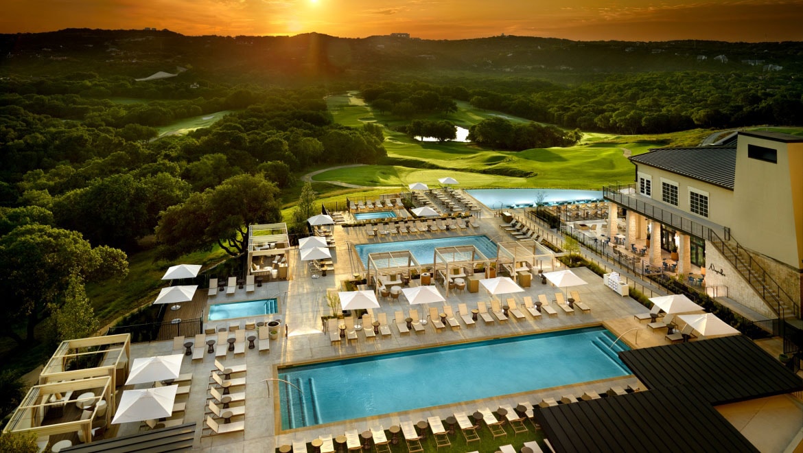 Arial view of the pool complex. 