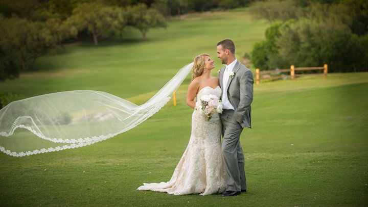 Bride and groom at Omni Barton Creek Resort
