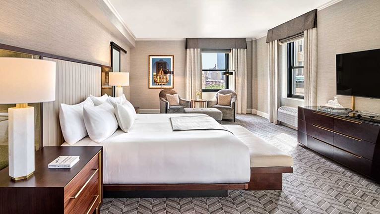 Hotel suite with king bed