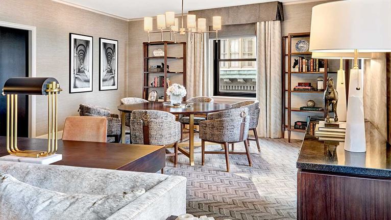 Hotel suite living room and dining room