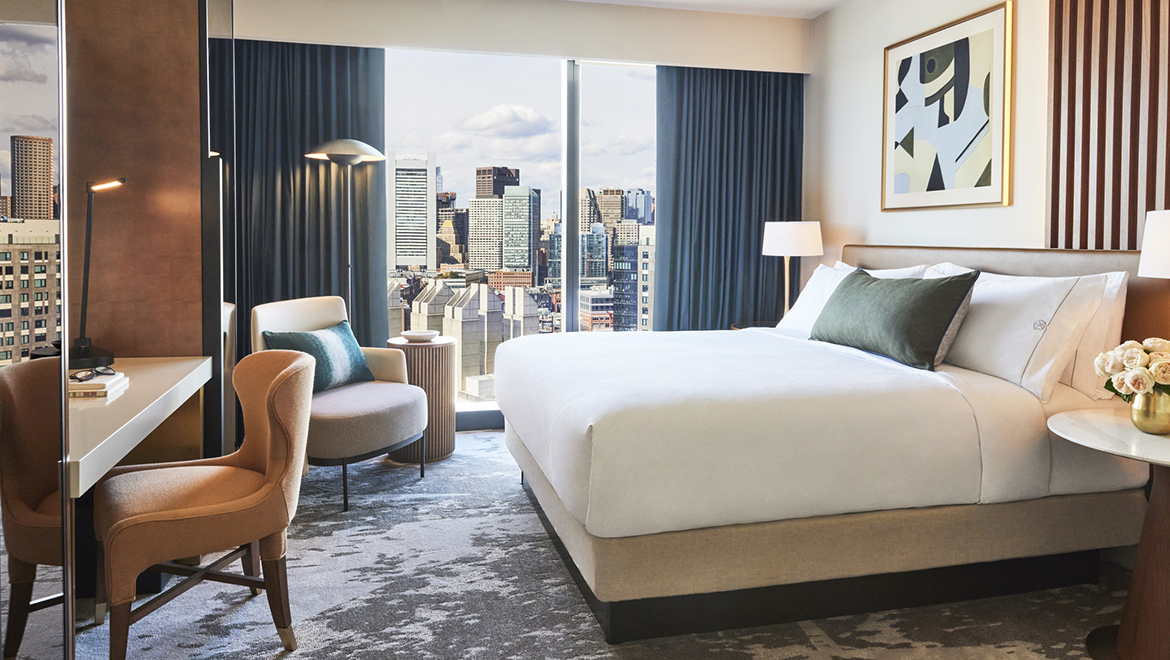 Designed  with style and function in mind, One Bedroom King Suites are inspired by the arts and the nearby harbor - Omni Boston Hotel at the Seaport