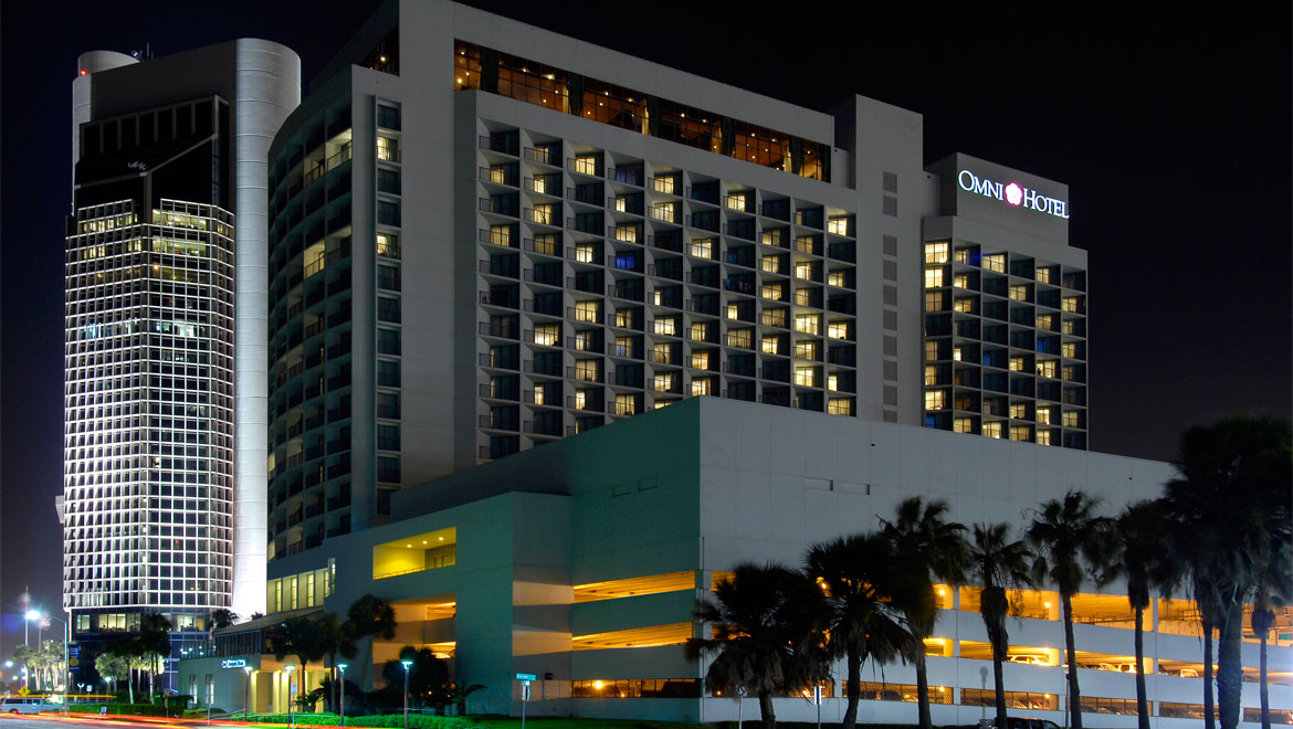 Hotel Exterior at Night - Omni Corpus Christi Hotel