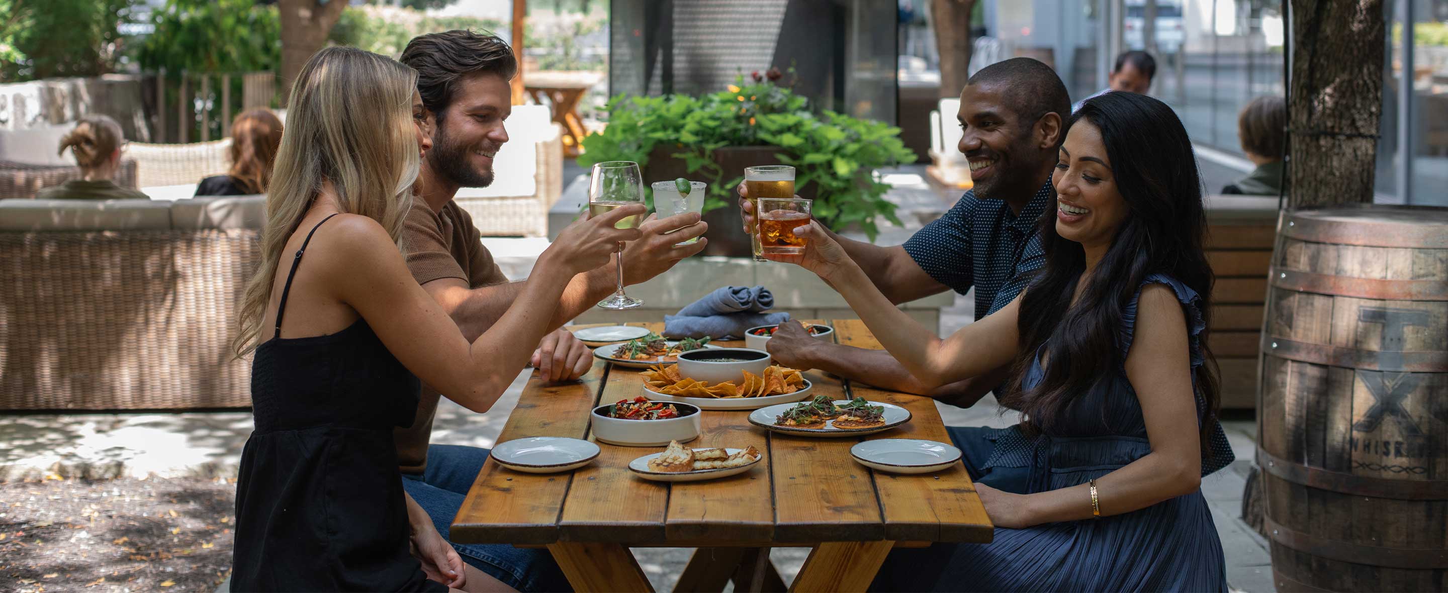 friends dining outdoors