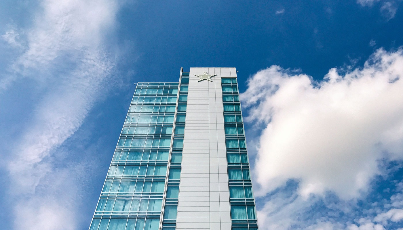 Exterior of hotel.