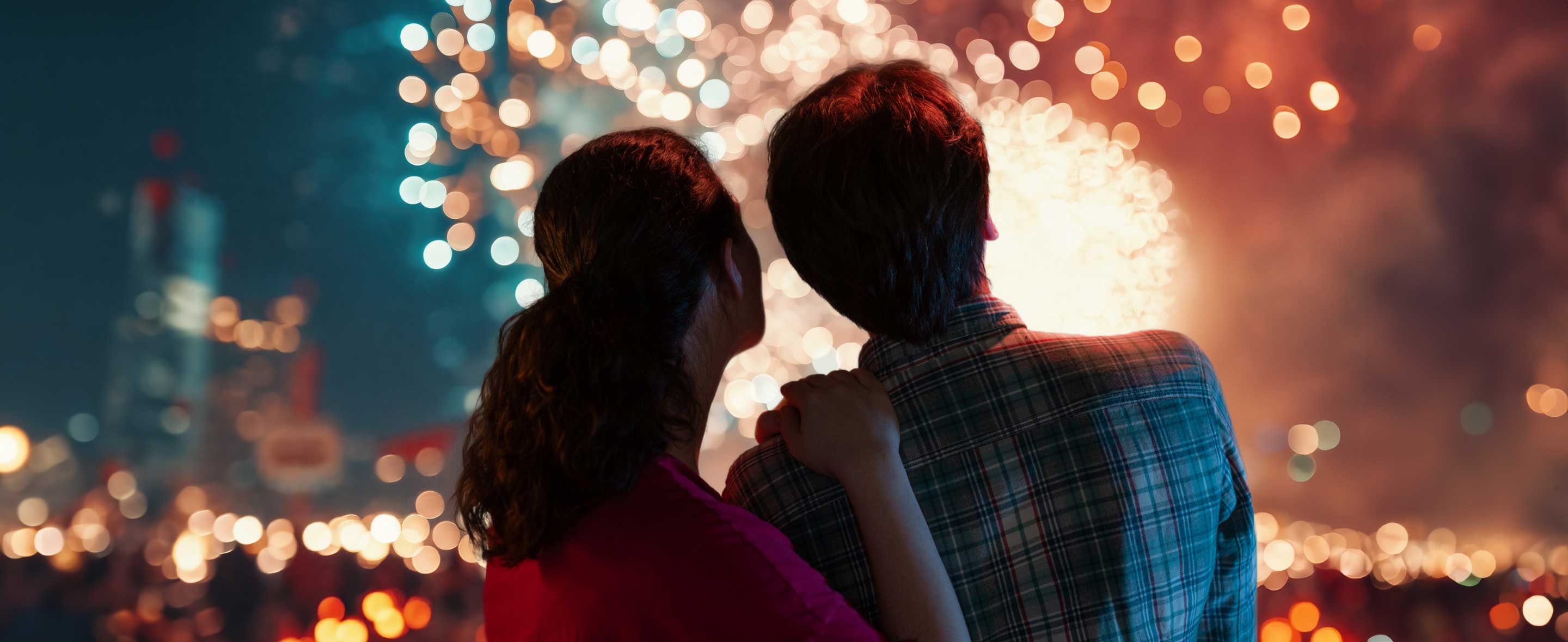 couple watching fireworks