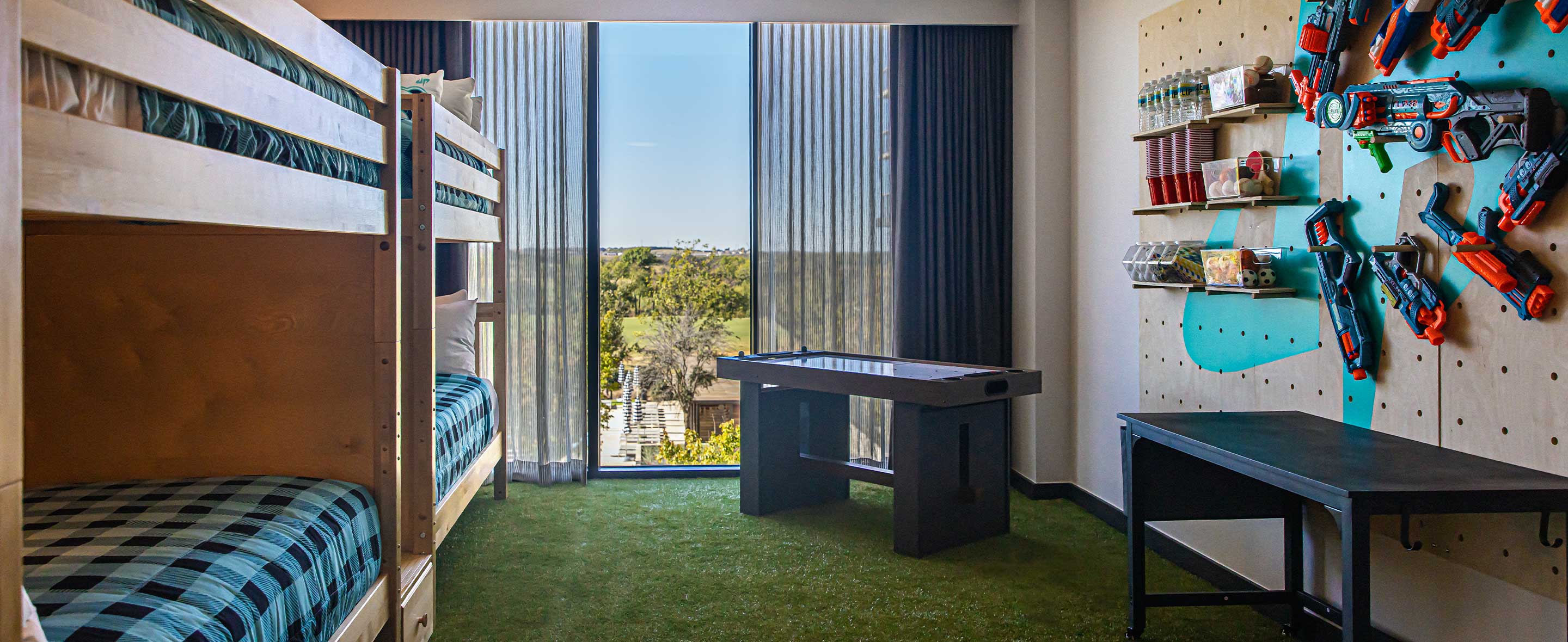 room with bunk beds