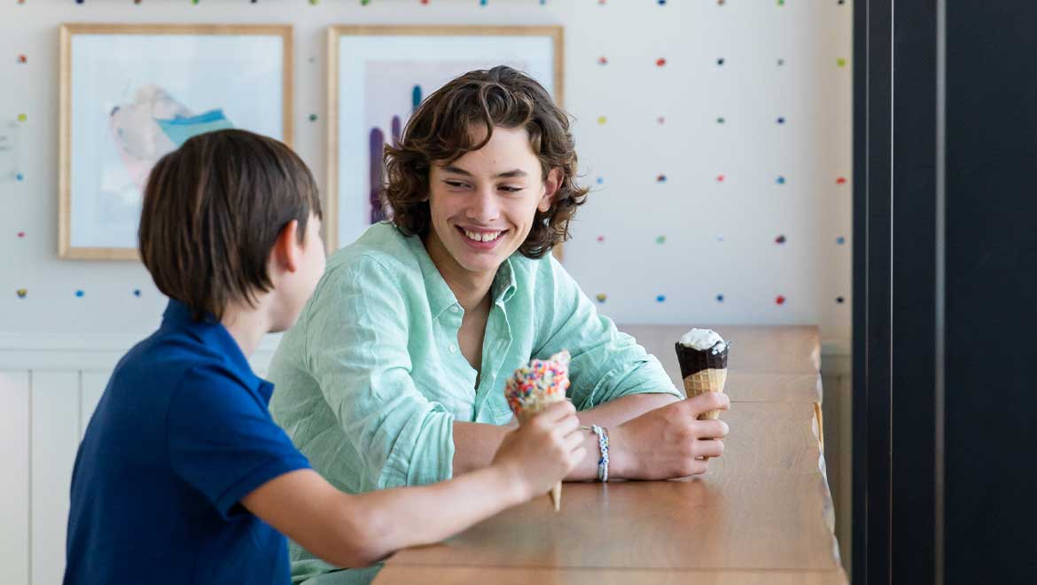 two kids having ice cream
