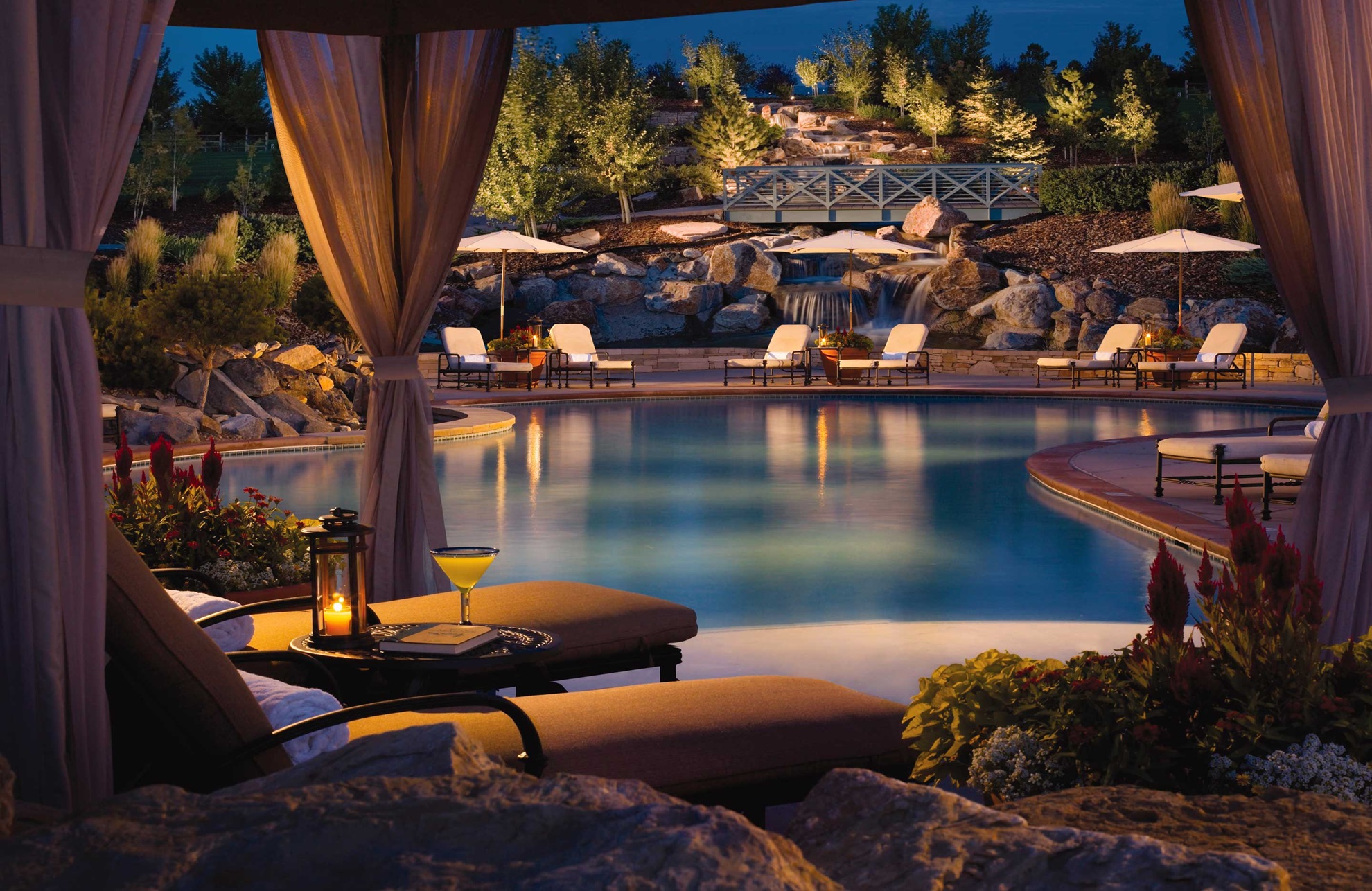 Beautiful pool view from cabana at Omni Interlocken