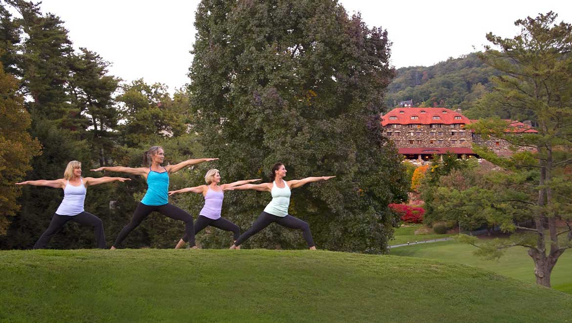 Ladies doing yoga