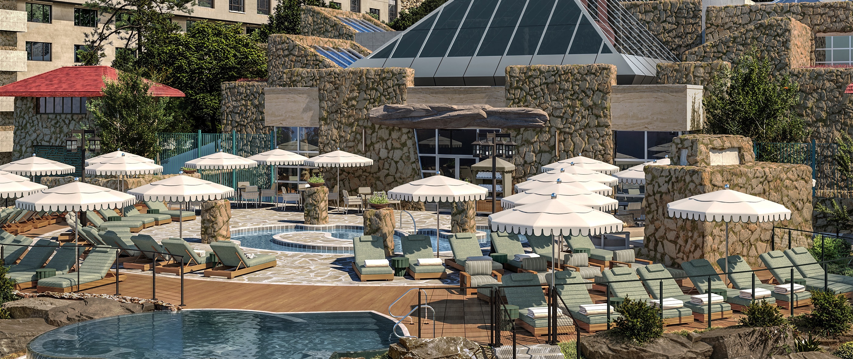 outdoor pool cabanas