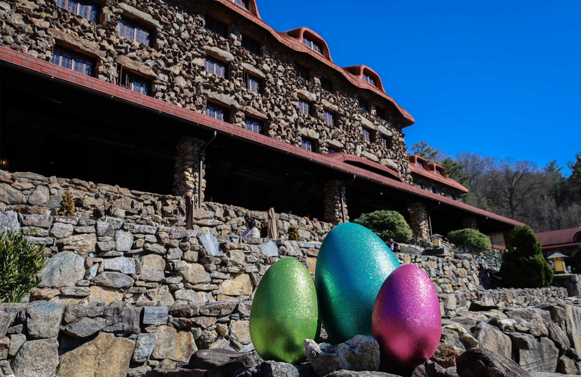 Easter eggs on Omni Grove Park Inn lawn