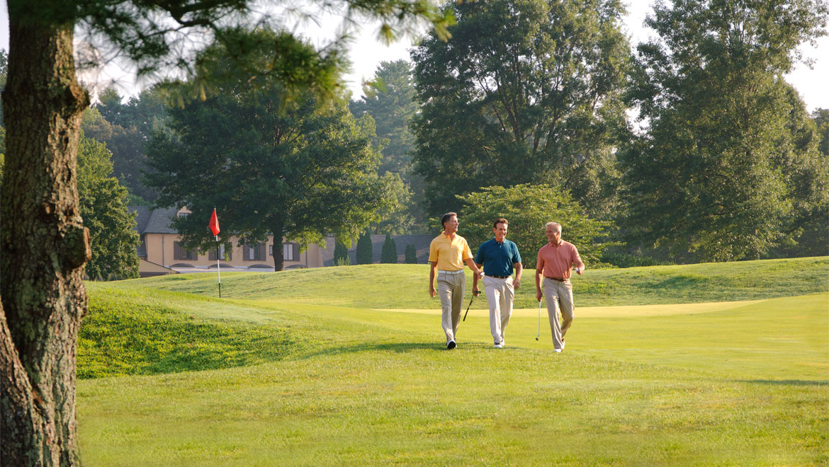 Men walking the Grove Park Inn golf course