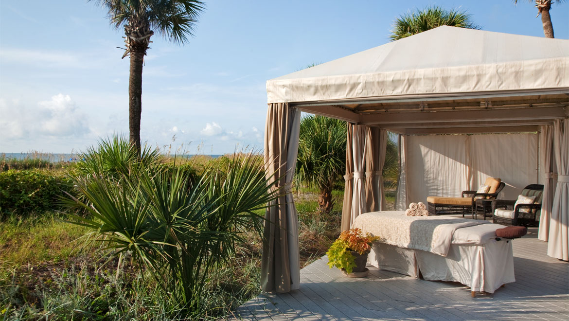 Spa cabana offering beach side massages