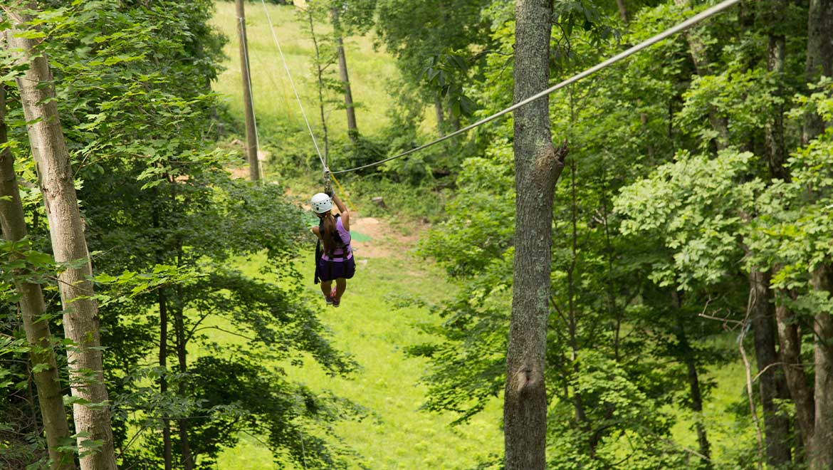 woman ziplining