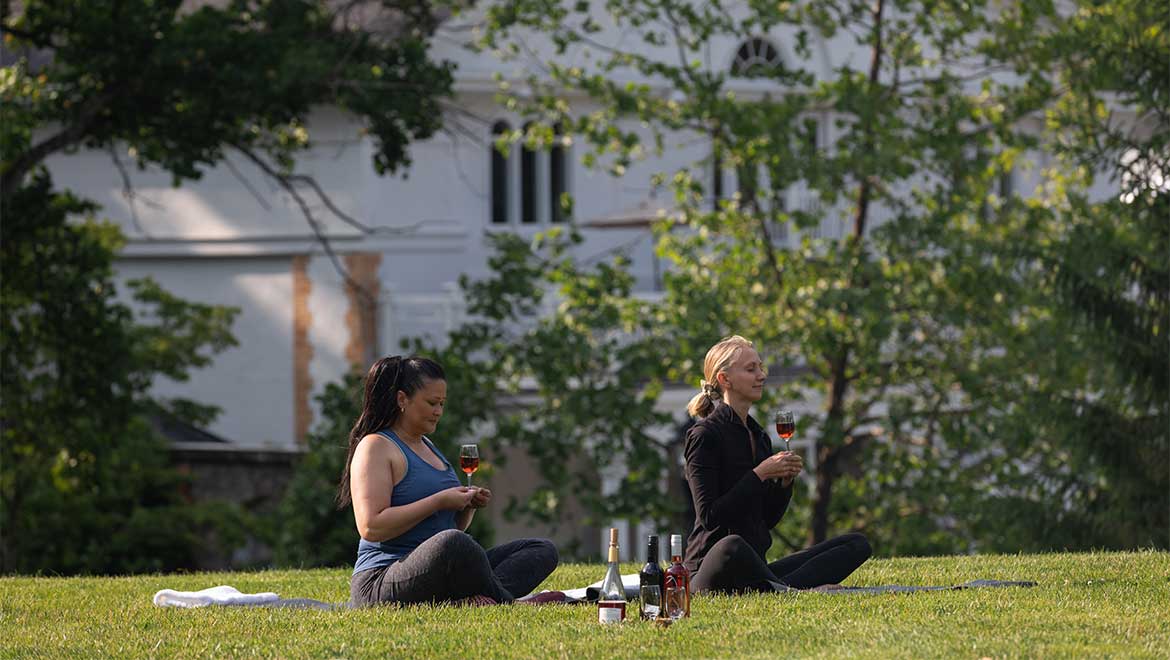 Women doing yoga