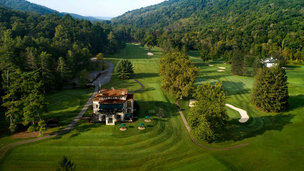 Building on the golf course.