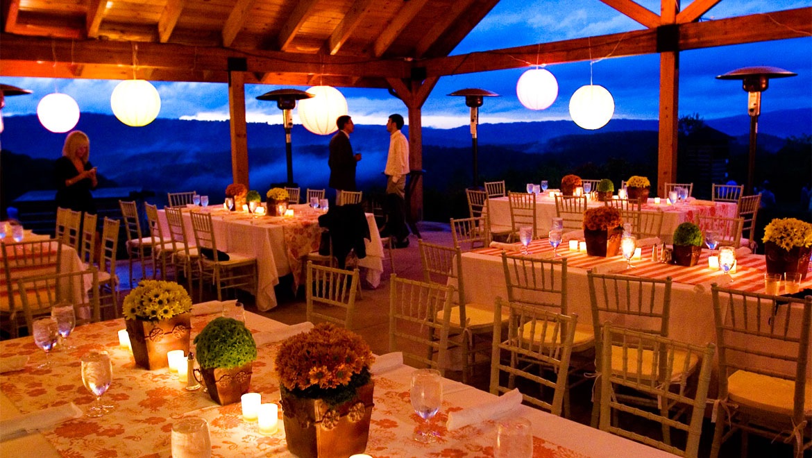 Wedding reception on terrace at Homestead Resort 