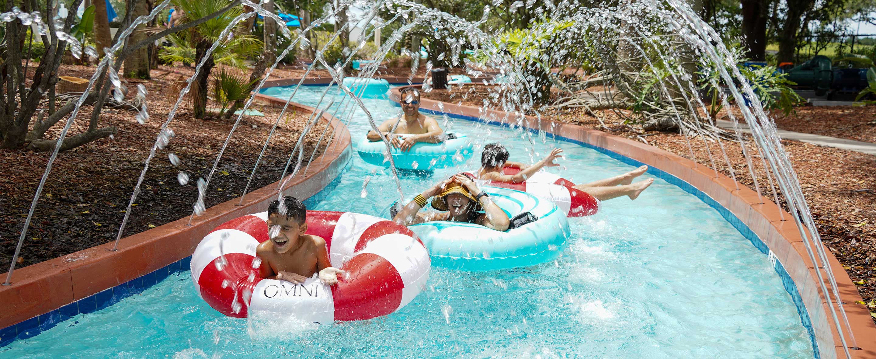 family in pool