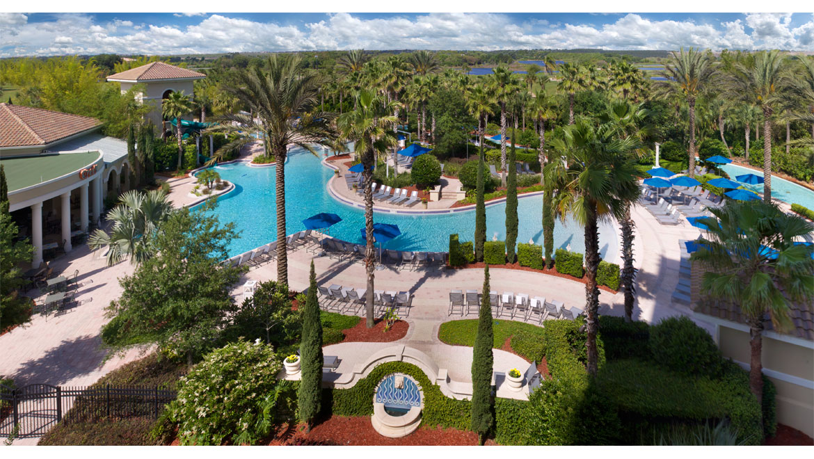 Overhead view of pool at Championsgate 