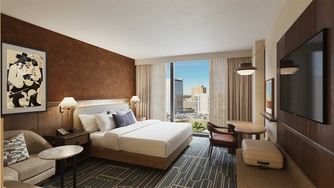 guest room with king bed