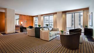 Lobby seating at Mont-Royal Hotel 