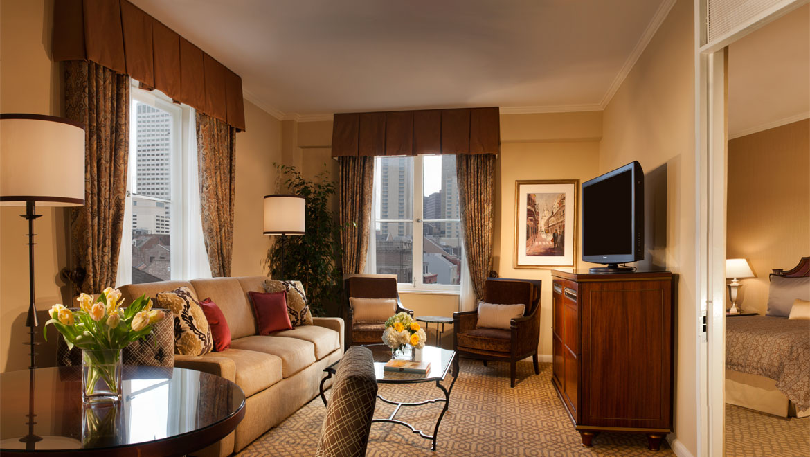 Suite living area at Royal Orleans 