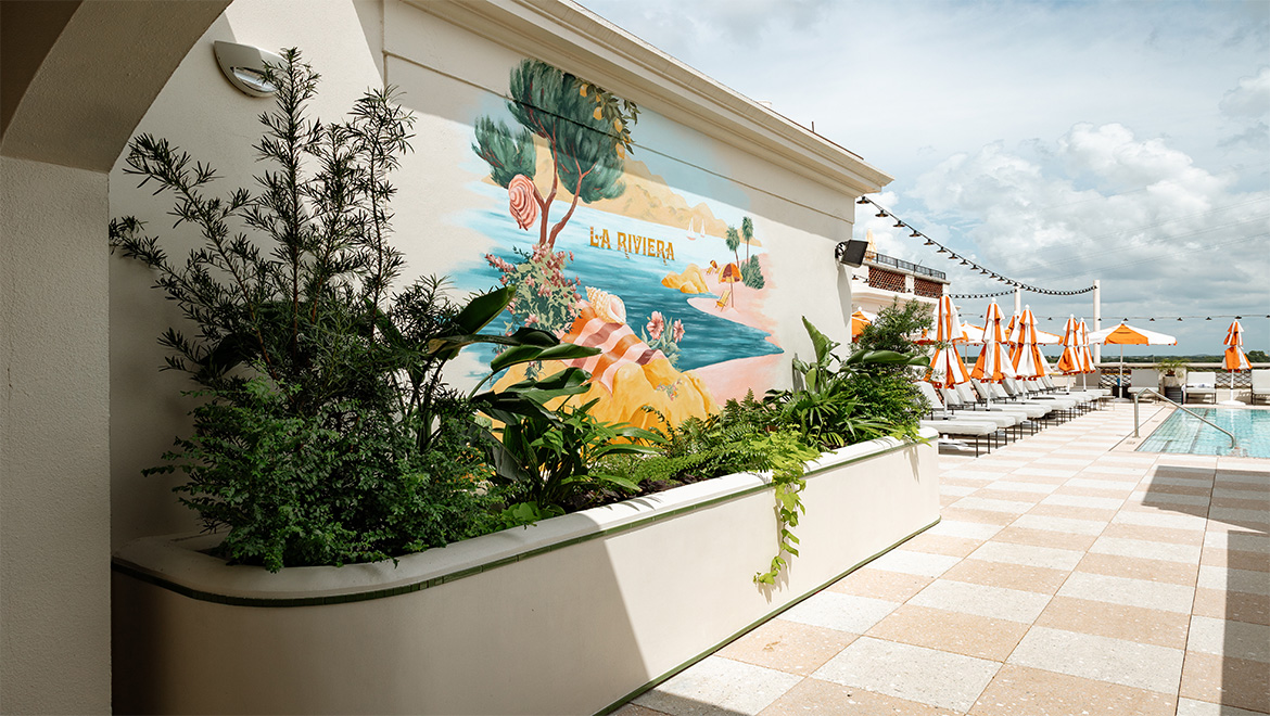 pool entrance from rivera