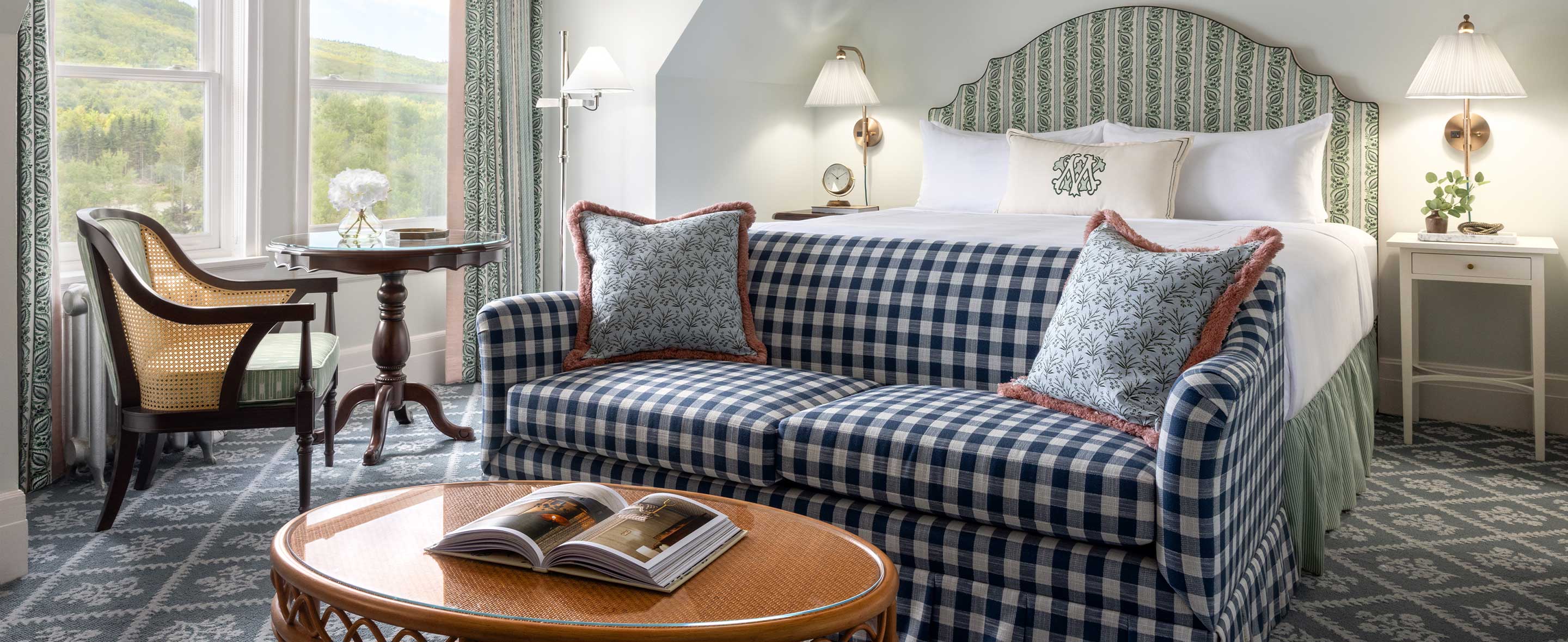 guest room with king bed