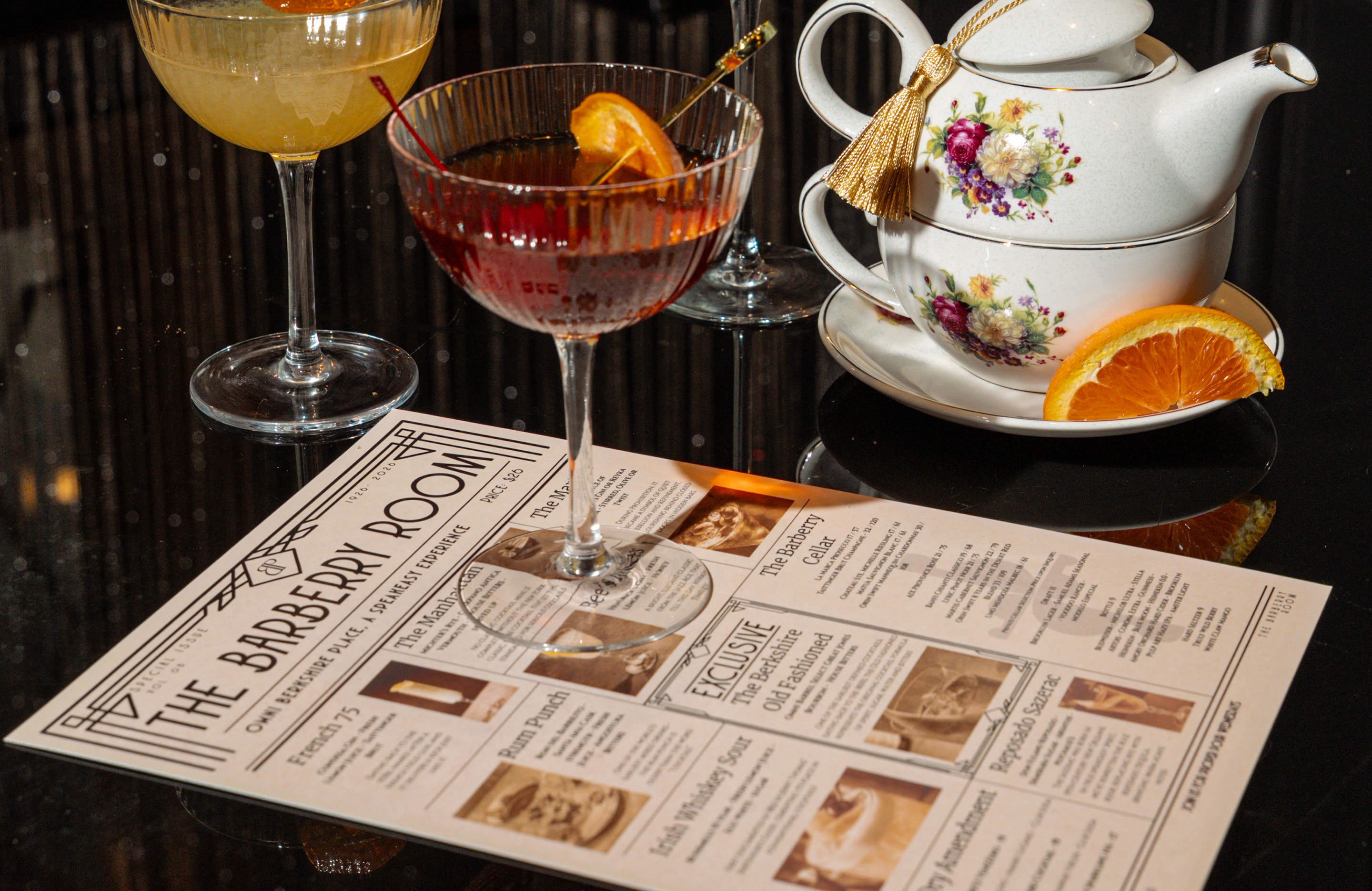 menu and cocktails