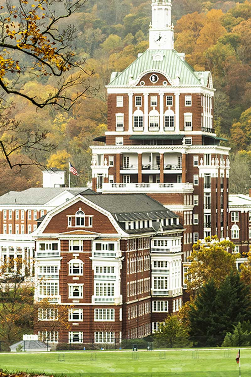 Omni Homestead exterior with fall colors