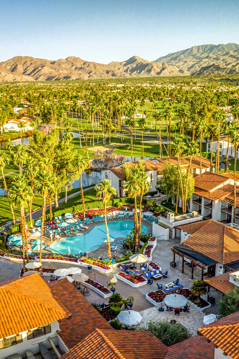 Omni Palm Springs Resort aerial view of pool