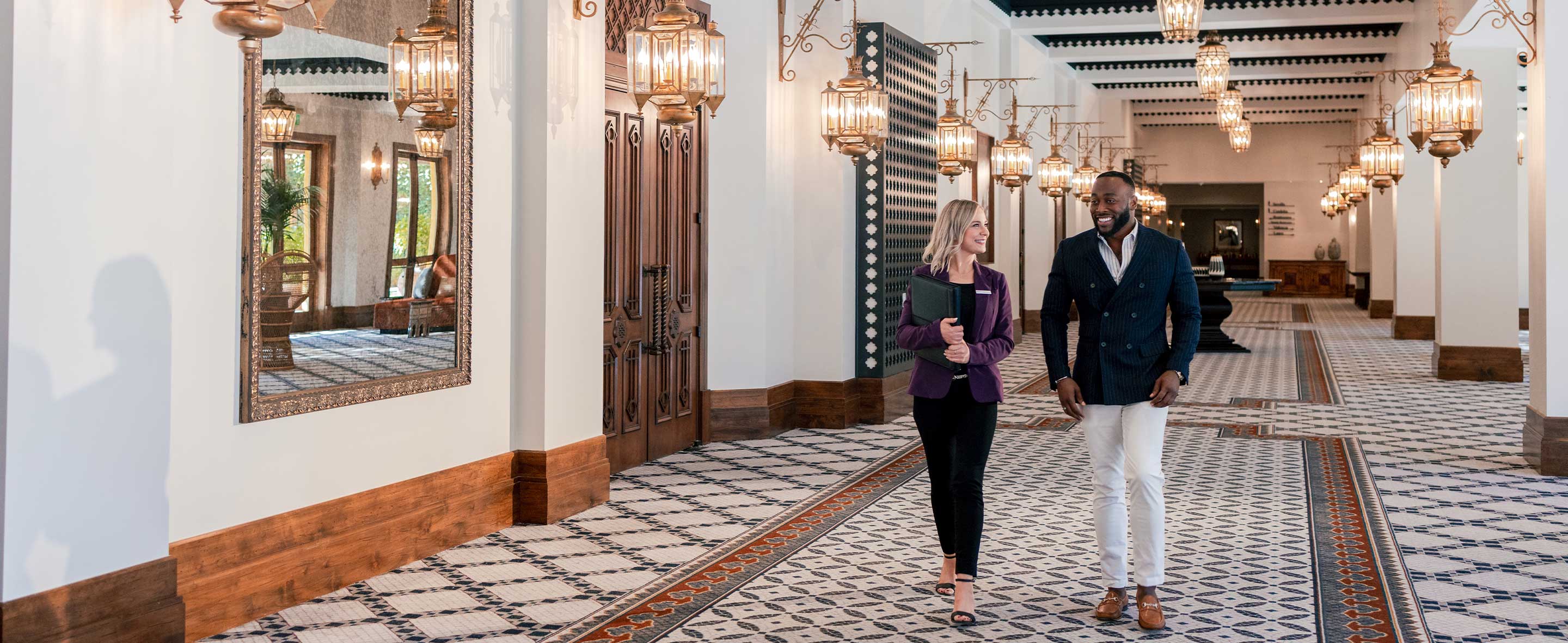 Guests walking through lobby