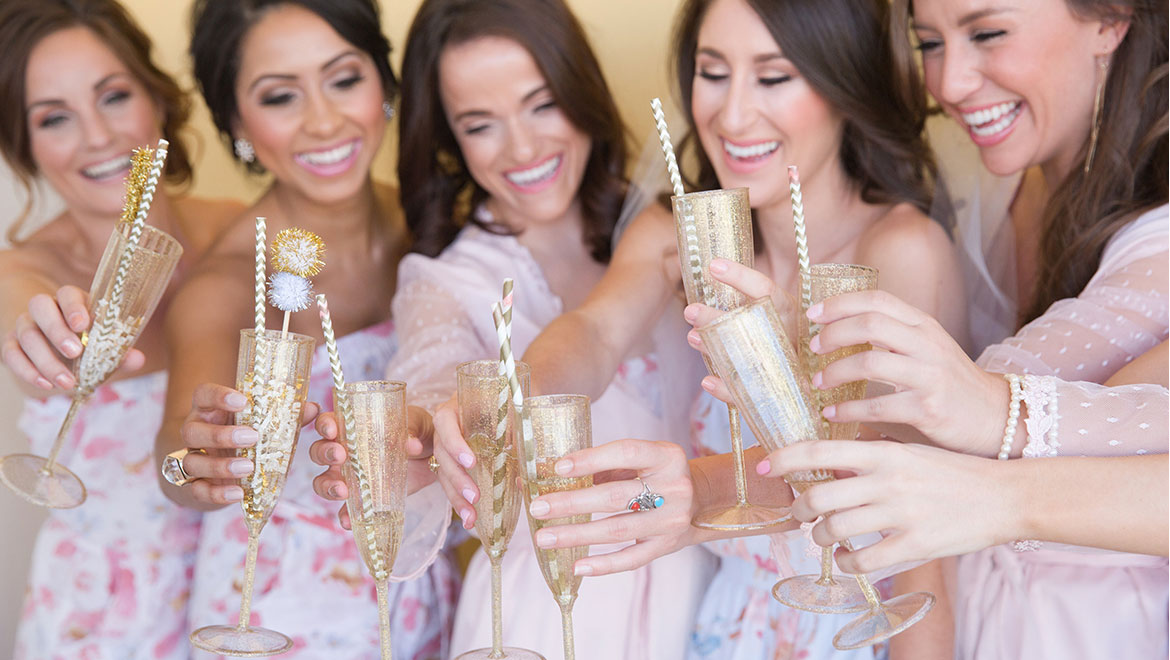 Bridesmaids making a toast