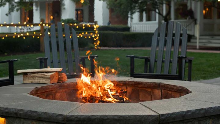 Firepit burning.