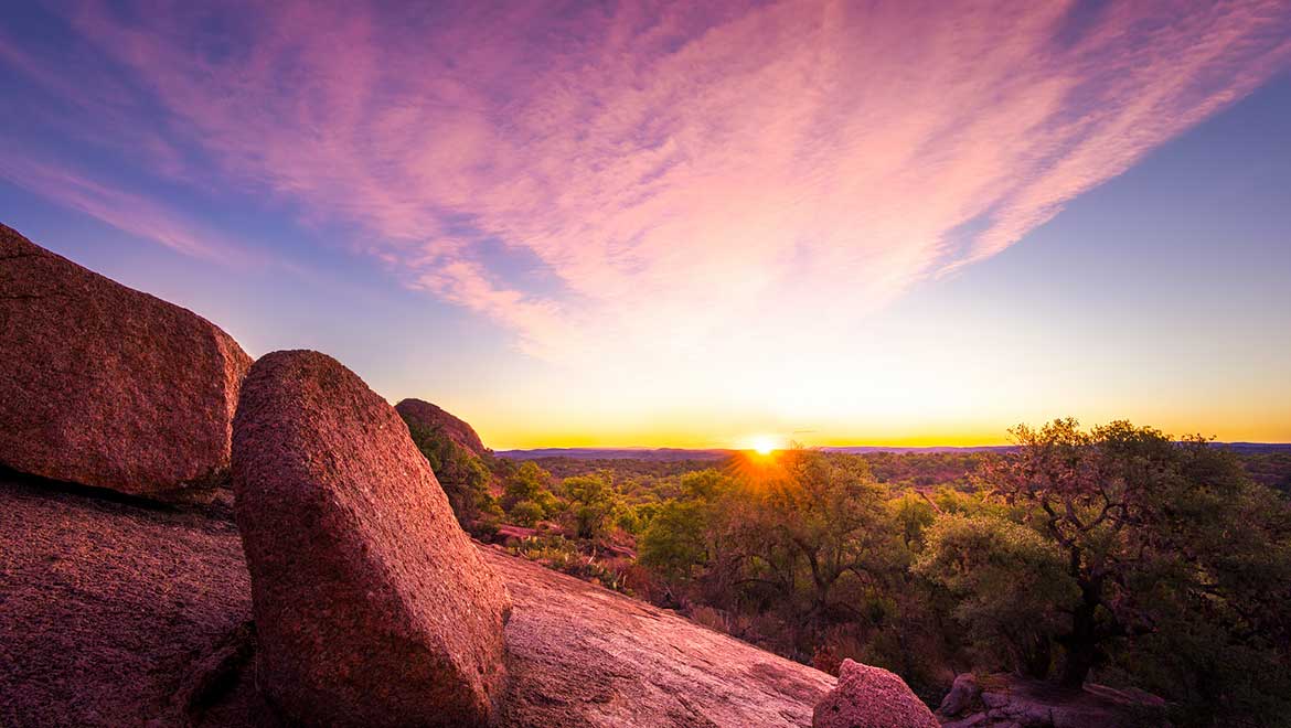 Sunset over valley