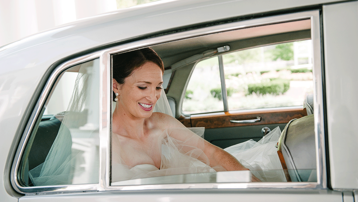 Bride in the getaway car