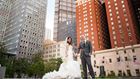 Couple outside of Omni William Penn