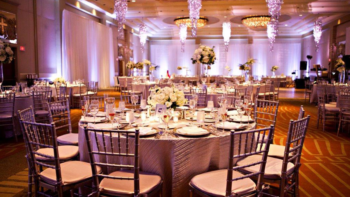 Wedding table arrangement at Providence hotel 
