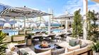 Terrace bar seating area with firepit