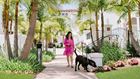 Woman walking her dog